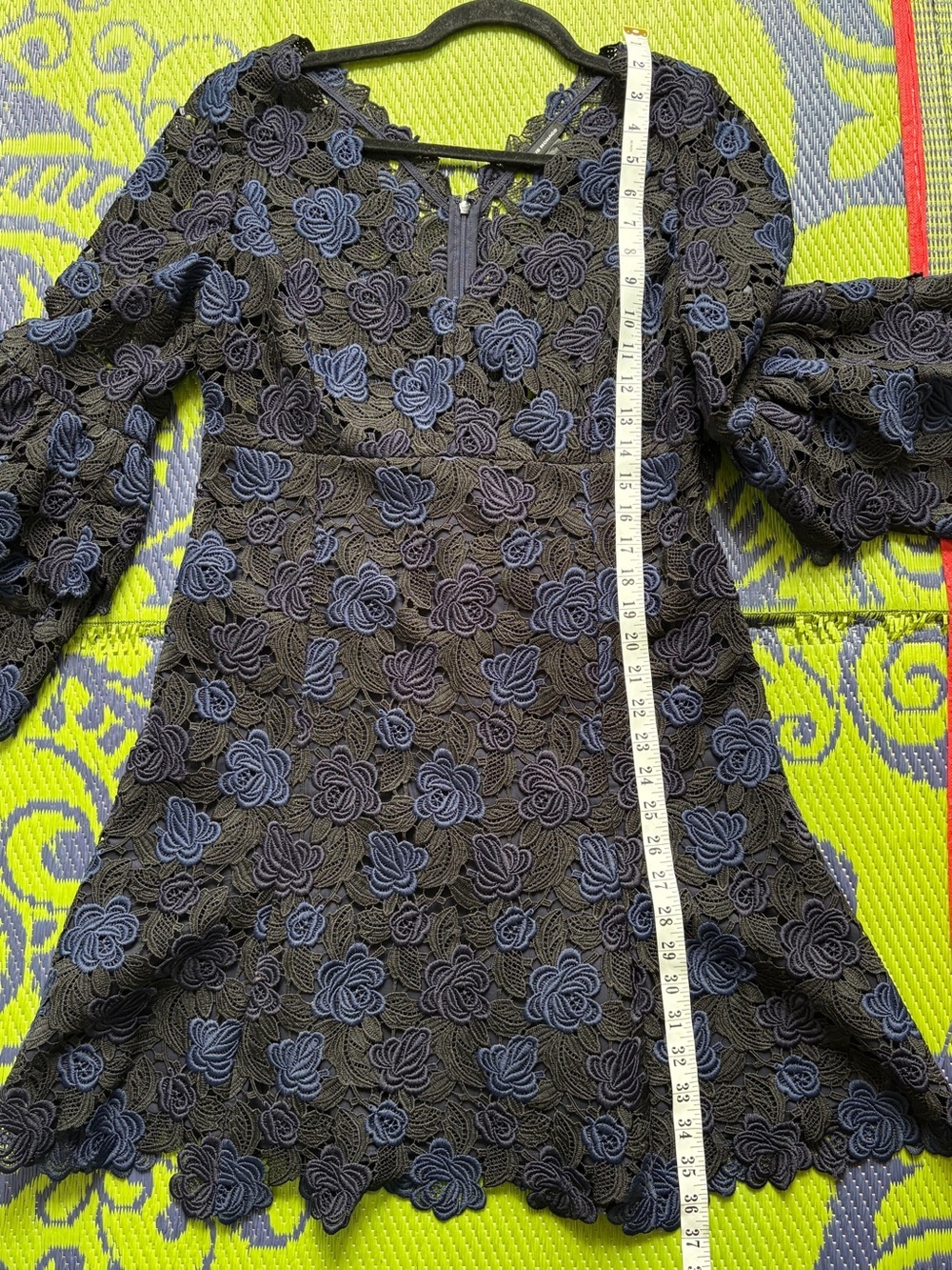 CLUB MONACO Kaelane Navy Lace Ruffle Midi Dress Size 10 Fit & Flare Whimsigoth - Picture 11 of 12
